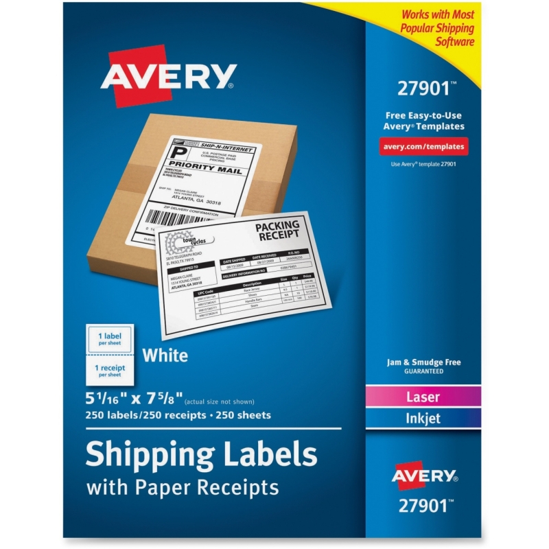 Avery Paper Receipt White Shipping Labels 27901 AVE27901