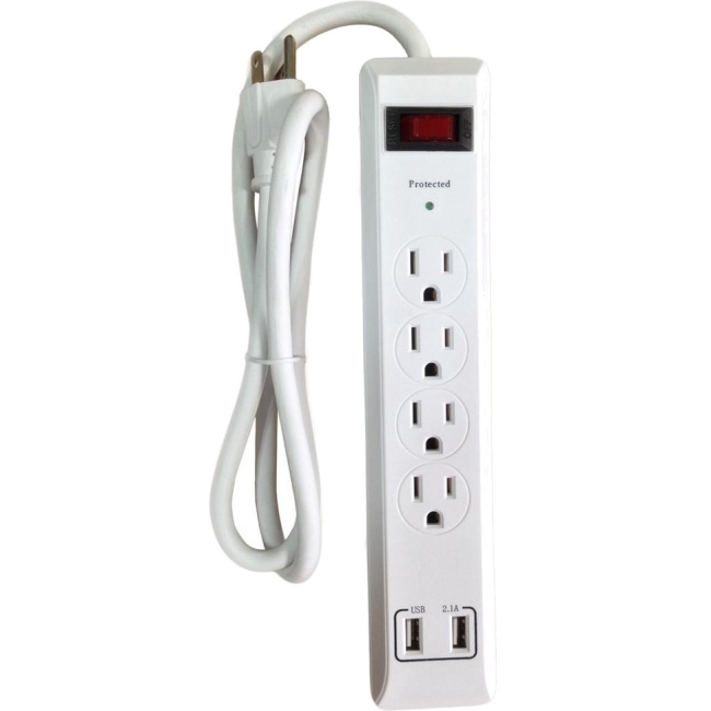 Inland Surge Protector 4 Outlet 2 Port USB 2.1A 03882