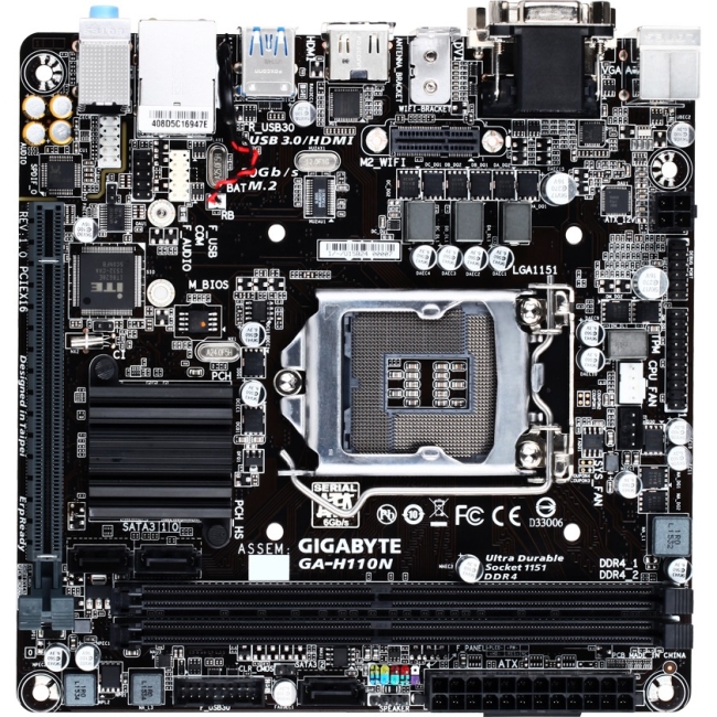 Gigabyte Ultra Durable (rev. 1.0) Desktop Motherboard GA-H110N