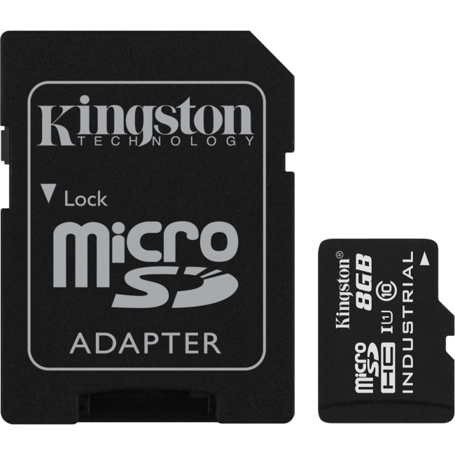 Kingston 8GB microSDHC UHS-I Class 10 Industrial Temp Card + SD Adapter SDCIT/8GB