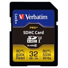 Verbatim Pro+ SDHC UHS-I 32GB U3 Memory Card 49196