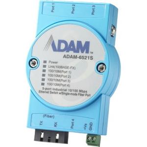 Advantech Industrial Switch with 4 10/100 Mbps Ethernet Port & 1 Single-Mode Fiber Port ADAM-6521S