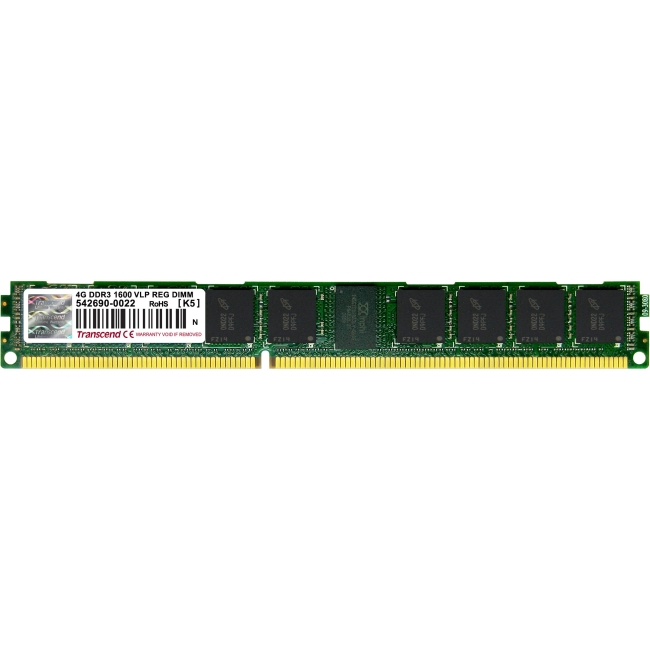 Transcend DDR3 1600 R-DIMM 4GB 11-11-11 2Rx8 VLP TS512MKR72V6NL