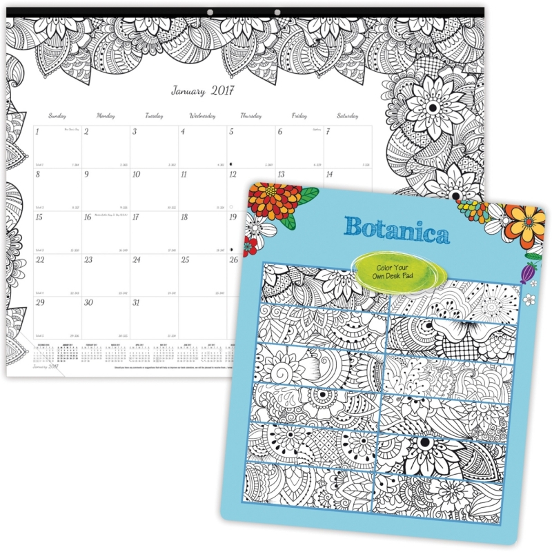 Blueline Botanica Design Monthly Desk Pad C2917311 REDC2917311