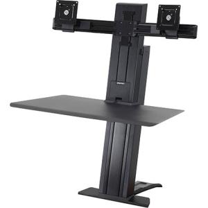 Ergotron WorkFit-SR, Dual Monitor, Sit-Stand Desktop Workstation, Short Surface (Black) 33-419-085