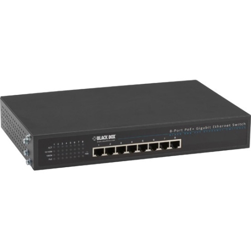 Black Box Unmanaged 802.3at PoE Gigabit Ethernet Switch, 8-Port LPB1308A
