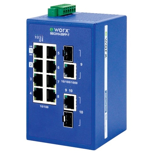 B+B 8-port 10/100Mbps + 2-port GbE Combo Monitored Ethernet Switch SEC310-2SFP-T