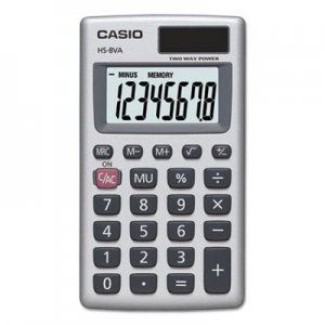 Casio HS-8VA Handheld Calculator, 8-Digit LCD, Silver CSOHS8VA HA-8VA