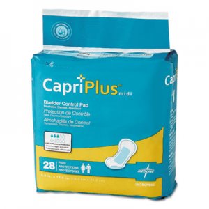 Medline Capri Plus Bladder Control Pads, Extra Plus, 6 1/2" x 13 1/2", 28/Pack, 6/Carton MIIBCPE02CT
