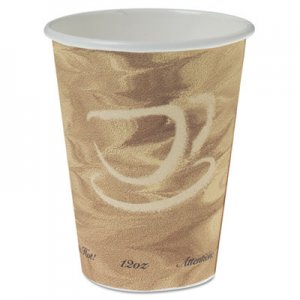 Dart Mistique Polycoated Hot Paper Cup, 12 oz., Printed, Brown, 50/Bag SCC412MSN SCC 412MSN