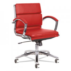 Alera Neratoli Low-Back Slim Profile Chair, Red Soft Leather, Chrome Frame ALENR4739