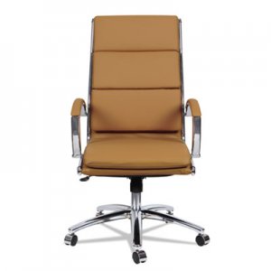 Alera Neratoli High-Back Slim Profile Chair, Camel Soft Leather, Chrome Frame ALENR4159