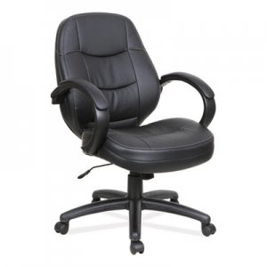 Alera PF Series Mid-Back Leather Office Chair, Black Leather, Black Frame ALEPF4219