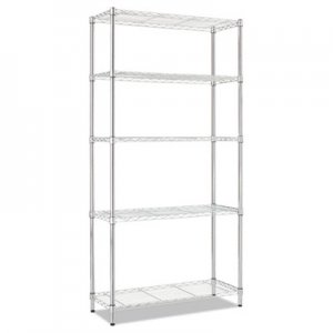 Alera Residential Wire Shelving, Five-Shelf, 36w x 14d x 72h, Silver ALESW853614SR
