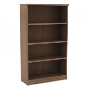 Alera Valencia Series Bookcase, Four-Shelf, 31 3/4w x 14d x 55h, Modern Walnut ALEVA635632WA
