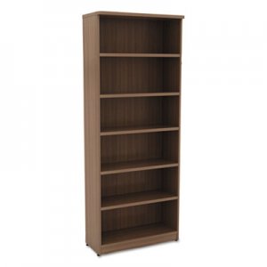 Alera Valencia Series Bookcase, Six-Shelf, 31 3/4w x 14d x 80 3/8h, Mod Walnut ALEVA638232WA