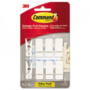 Command Spring Hook, 3/4w x 5/8d x 1 1/2h, White, 8 Hooks/Packs MMM17089Q8ES 17089Q-8ES