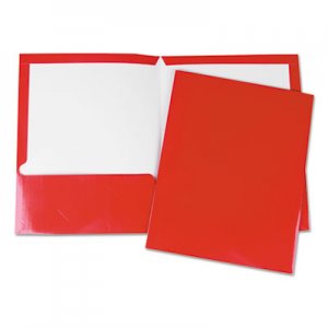 Genpak Laminated Two-Pocket Folder, Cardboard Paper, Red, 11 x 8 1/2, 25/Pack UNV56420