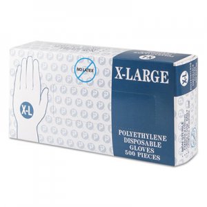 Inteplast Group Embossed Polyethylene Disposable Gloves, X-Large, Powder-Free, Clear IBSGLXL2K GL-XL2K