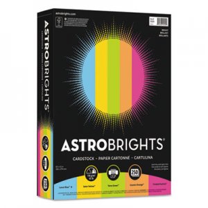 Astrobrights Color Cardstock -"Bright" Assortment, 8 1/2 x 11, 5 Colors, 65lb, 250 Sheets WAU99904 99904