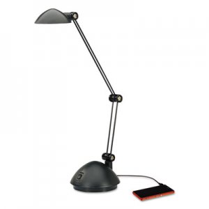 Alera Twin-Arm Task LED Lamp with USB Port, 18 1/2" High, Black ALELED912B