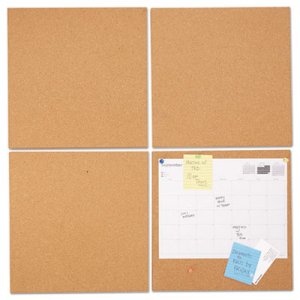 Genpak Cork Tile Panels, Brown, 12 x 12, 4/Pack UNV43404