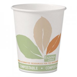Dart Bare by Solo Eco-Forward PLA Paper Hot Cups, 10 oz, Leaf Design, 50/Pack SCC370PLAJ7234P 370PLA-J7234