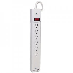 Innovera Surge Protector, 6 Outlets/2 USB Charging Ports, 6 ft Cord, 1080 Joules, White IVR71660