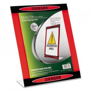 NuDell Themed "Danger" Border Sign Holder, Desktop, Side, Red/Black/Clear, 8 1/2 x 11 NUD35485DR 35485DR