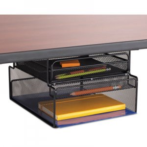 Safco Onyx Hanging Organizer w/Drawer, Under Desk Mount, 12 1/3 x 10 x 7 1/4, Black SAF3244BL