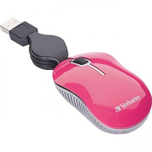 Verbatim Mini Travel Optical Mouse, Commuter Series - Pink 98618
