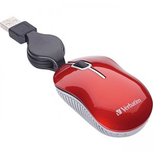 Verbatim Mini Travel Optical Mouse, Commuter Series - Red 98619