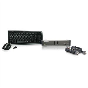 Iogear 2 Port DVI KVMP with cables and wireless keyboard / mouse combo GCS1102-KM1