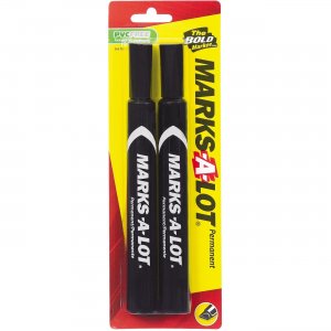 Avery Marks-A-Lot Large Chisel Tip Permanent Marker Set , Black, Pack of 2 18922 AVE18922