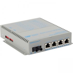 Omnitron Systems OmniConverter GPoE+/SX 4x PoE+ ST Single-Mode 12km US AC Powered 9441-1-141 9441-1-14x