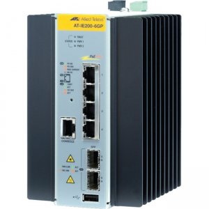 Allied Telesis 4    10/100/1000T Ports (PoE+ Support) and 2    100/1000X SFP Industrial Switch AT-IE200-6GP-80