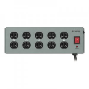 Belkin Metal SurgeMaster Surge Protector, 10 Outlets, 15 ft Cord, 885 Joules, Dark Gray BLKF9D100015 F9D1000-15