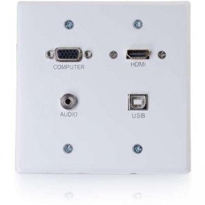 RapidRun HDMI, VGA + Stereo Audio Double Gang Wall Plate Transmitter with USB - White 60154