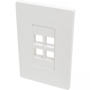 Tripp Lite 4-Port Single-Gang Universal Keystone Wallplate, White N080-104