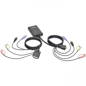Tripp Lite 2-Port USB/DVI Cable KVM Switch with Audio, Cables and USB Peripheral Sharing B032-DUA2