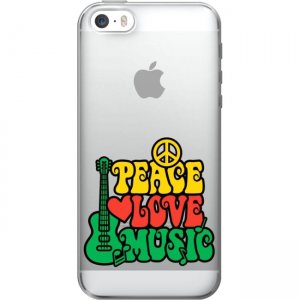 OTM Prints Clear Phone Case, Peace Love Music - iPhone 7/7S OP-IP7V1CG-GRV-01