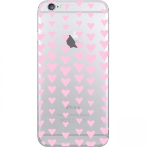 OTM Prints Clear Phone Case, Falling Hearts Pink - iPhone 7/7S OP-IP7V1CG-CLS-43