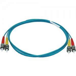 Monoprice 10Gb Fiber Optic Cable, ST/ST, Multi Mode, Duplex - 1 Meter (50/125 Type) - Aqua 6410