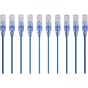 Monoprice 10-Pack, SlimRun Cat6A Ethernet Network Patch Cable, 5ft Blue 15158