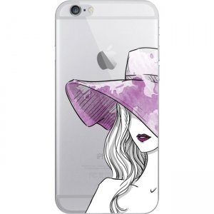 OTM iPhone 7/6/6s Hybrid Clear Phone Case, Lovely Lady Purple OP-IP7ACG-Z030C