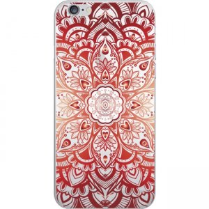 OTM iPhone 7/6/6s Hybrid Clear Phone Case, Mandala Heart Orange & Red OP-IP7ACG-Z031B