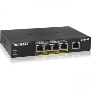 Netgear 5-Port PoE Gigabit Ethernet Unmanaged Switch with 4-port PoE GS305P-100NAS GS305P