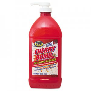 Zep Commercial CHERRY BOMB Gel Hand Cleaner, Cherry, 48 oz Pump Bottle, 6/Carton ZPEZUCBHC48 ZUCBHC48