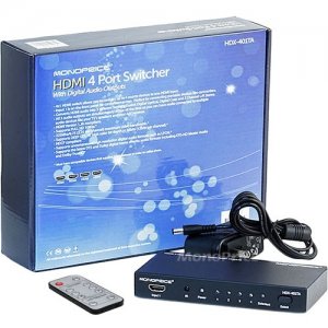 Monoprice 4X1 HDMI Switcher w/ Toslink & Digital Coaxial Port (Rev.2) w/ 3D Support 5557