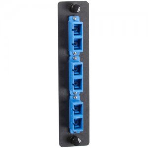 Black Box Standard Adapter Panel, Ceramic Sleeves, (3) Duplex SC Pairs, Blue JPM451C